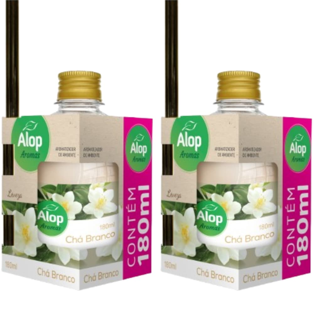 Kit 2 Aromatizadores de Ambiente 180ml com Varetas Chá Branco