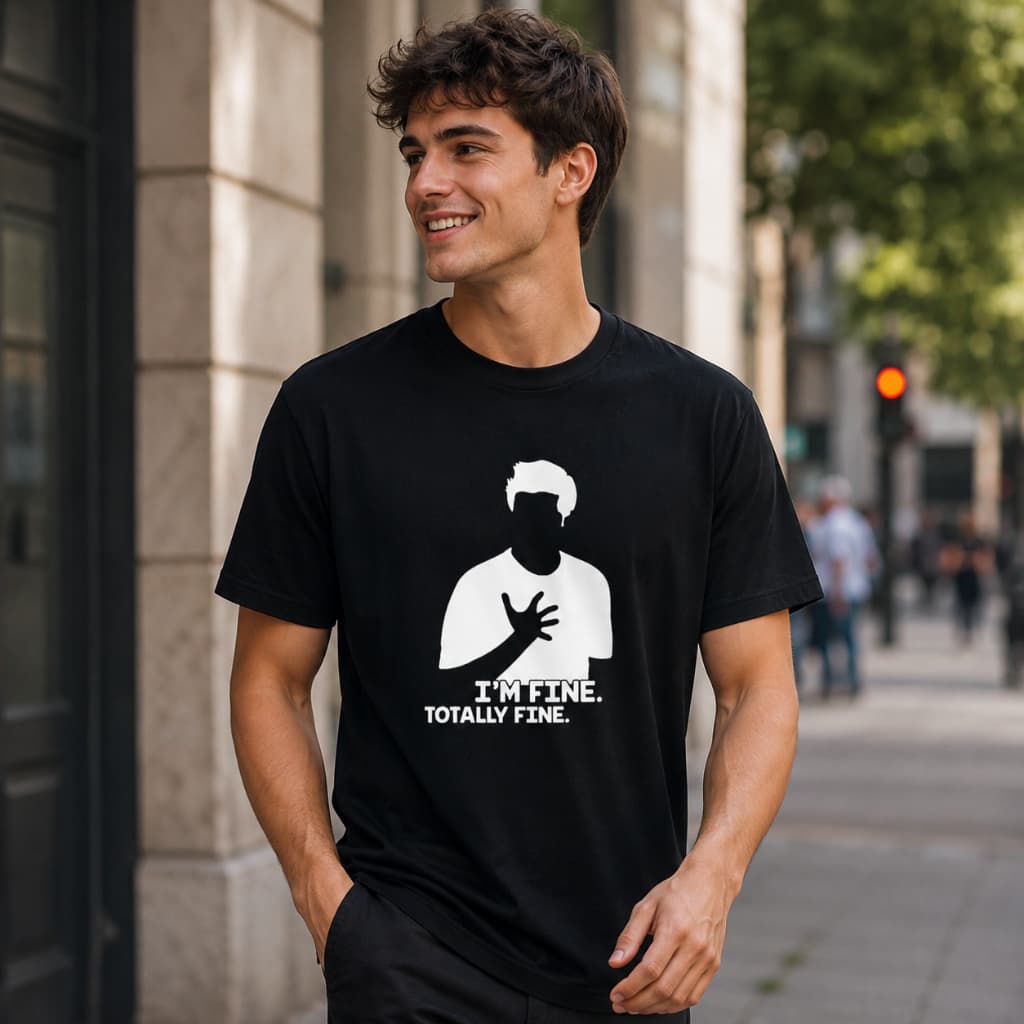 Camiseta Unissex Algodão Premium I’m Fine Meme Estampa Divertida Casual