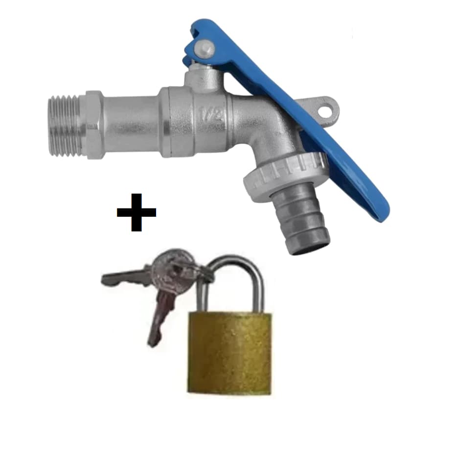 Kit Torneira esfera 1/2 Metal com Cadeado 20mm