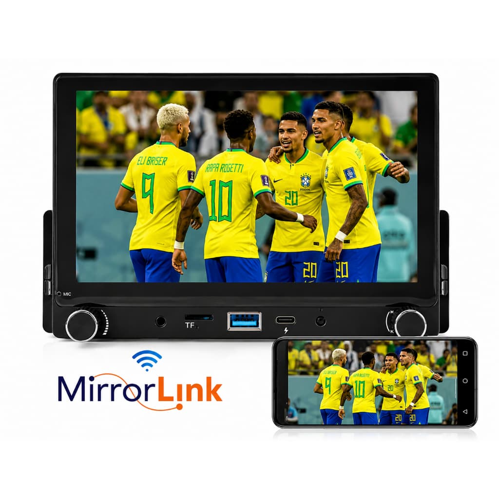 Multimídia Bluetooth Espelhamento 7 Polegadas CarPlay Android Auto 1 Din