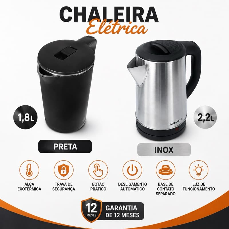Chaleira Elétrica 2,2L  Agratto  ACEI01I