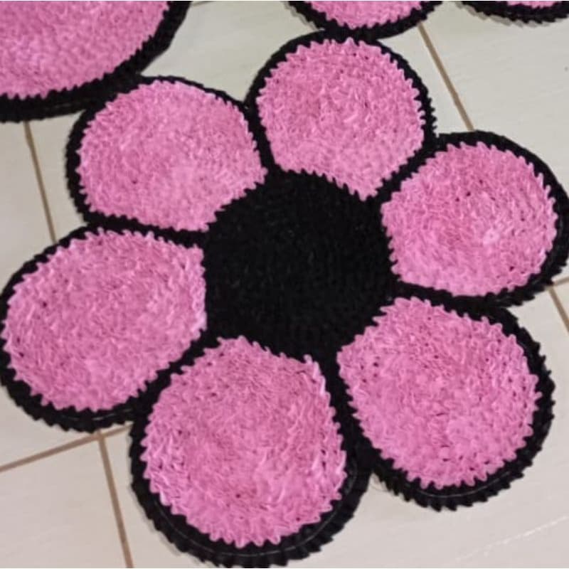 Tapete avulso de frufru flor rosa cozinha quarto sala decorativo com antiderrapante