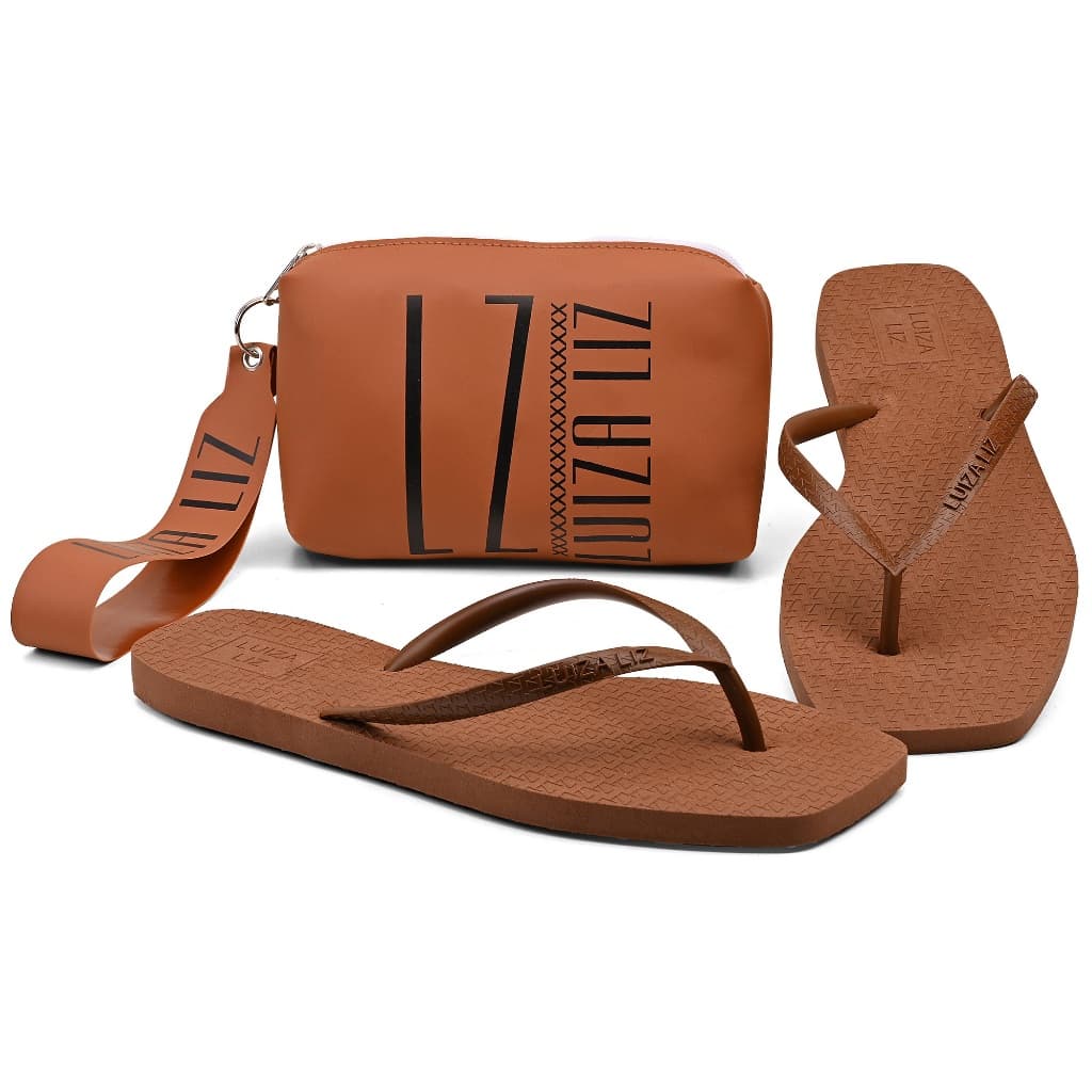 Kit Chinelo Quadrado Feminino Confortável + Necessaire Luiza Liz | Leve, Macio, Antiderrapante e Estiloso ✨