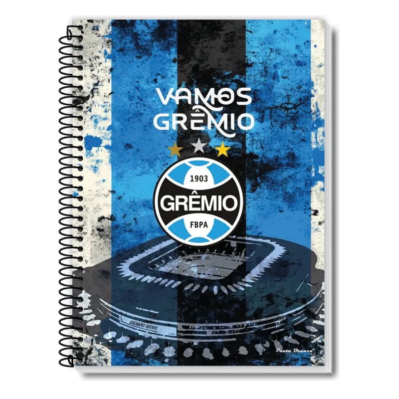 Caderno Universitário Grêmio Capa Dura Espiral 1 Matéria 80 Folhas