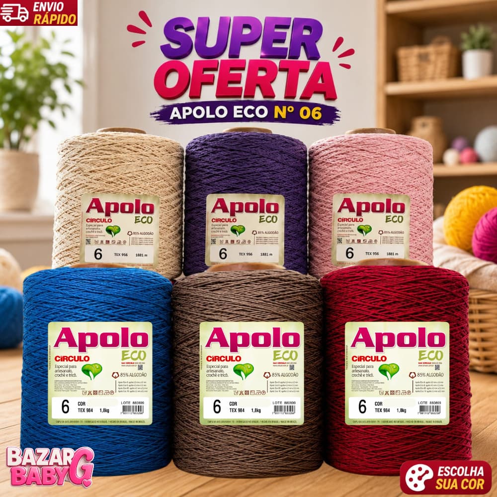 Barbante Apolo Círculo 1,8kg Fio 6 Crochê Artesanato e Tapetes