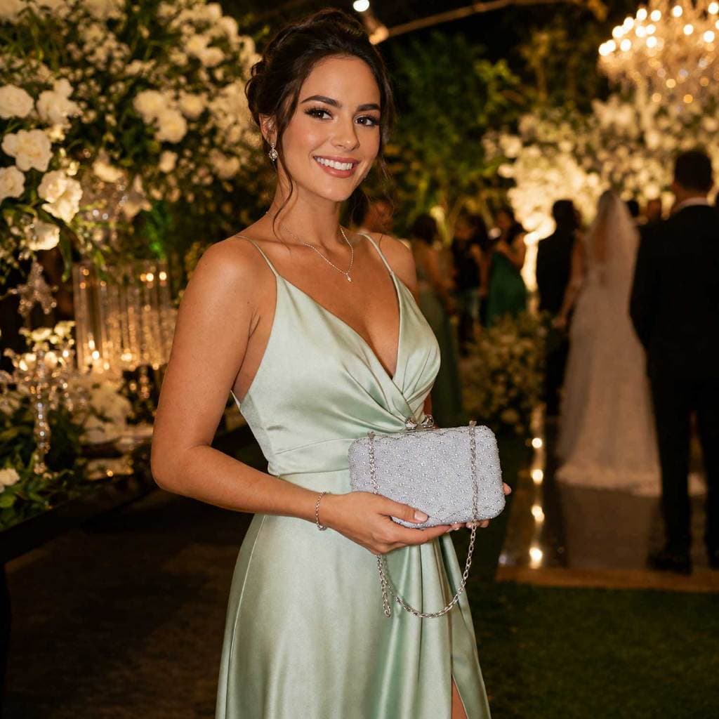 Bolsa Clutch Festa Luxo Feminina Brilhante com Strass Alça Corrente Festa Casamento