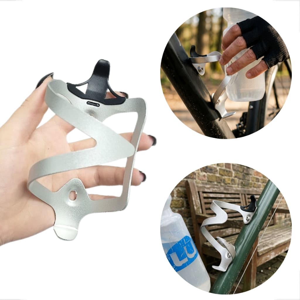 Suporte Garrafa Squeeze Alumínio Caramanhola Bike Mtb Speed Spinning Resistente Prata