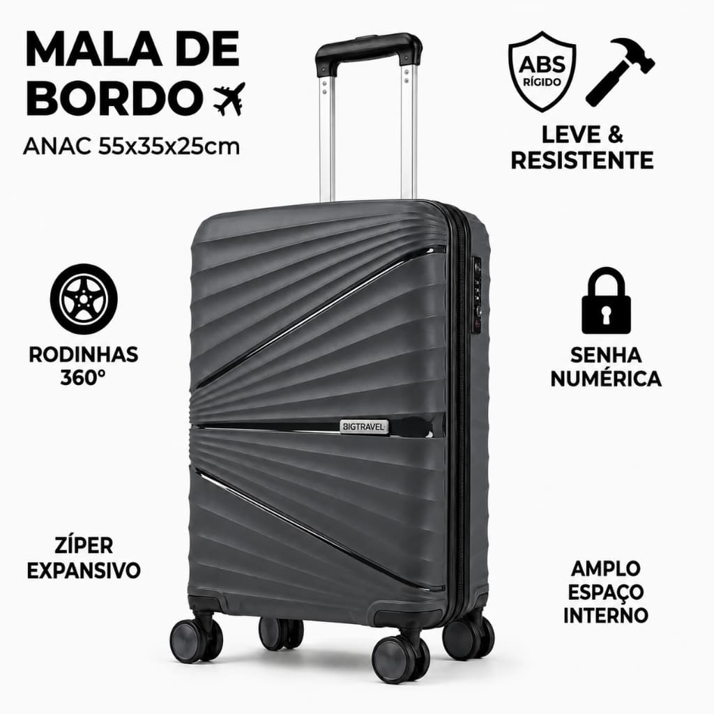 Mala 10kg Extensor Viagem Bordo Rodinha 360° Casca Dura Inquebrável
