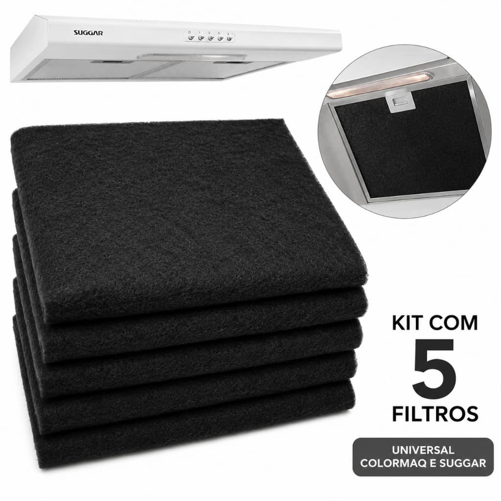 Kit 5 Filtros de Manta para Coifa Exaustor Depurador Universal Colormaq Suggar Mondial Colombo Antigraxa