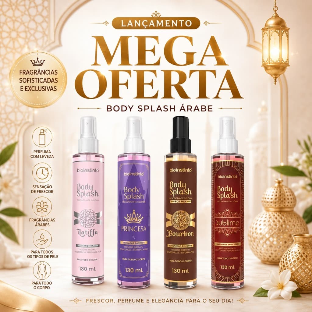 ✨ LANÇAMENTO |4 BODY SPLASH ÁRABE ✨BIO INSTINTO