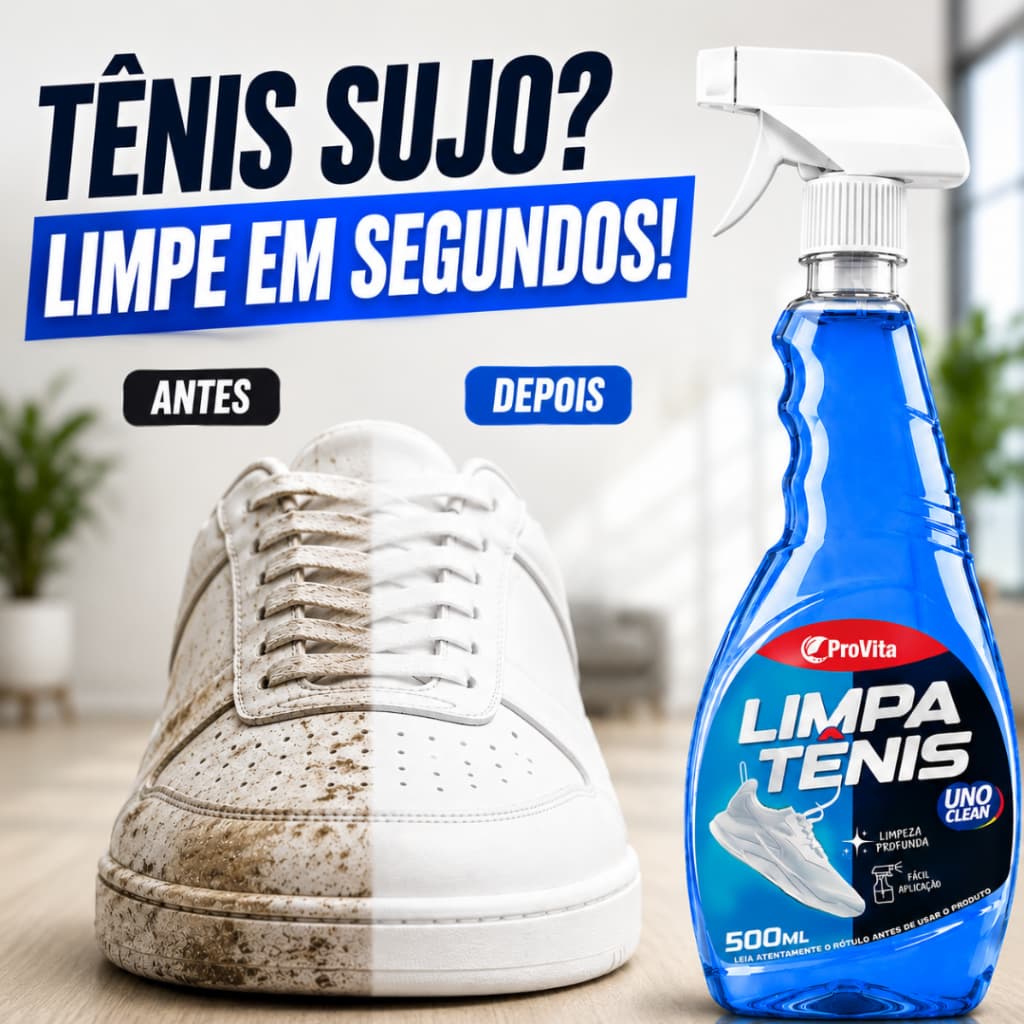 Limpa Tênis À Seco Spray Premium Provita 500ml Remove Sujeira Pesada Calçado Solado Branco Colorido