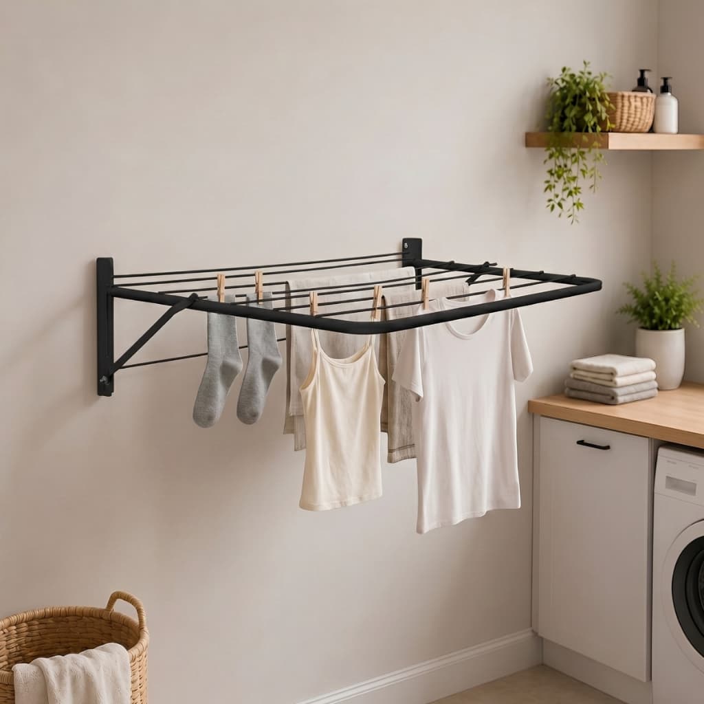 Varal de Parede Retrátil Dobrável Em Aço 69 cm ou 84 cm para Apartamento