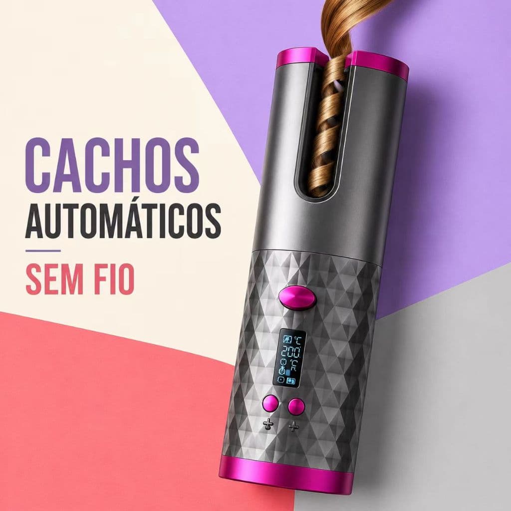 Modelador Automático de Cachos Sem Fio USB Recarregável LCD Digital Portátil