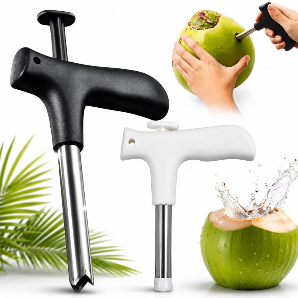 Abridor de Coco Furador Aço Inox Manual Resistente Prático Original Praia Casa