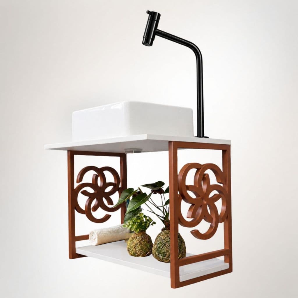 Gabinete Banheiro Estilo Industrial Armário Com Cuba Pia Suspenso Lavabo Branco Cobre Multifuncional Não Enferruja
