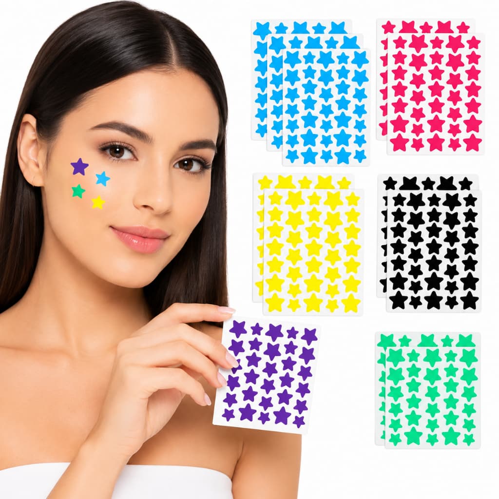 Kit 80 Patches Para Remoção De Acne Em Forma De Estrela -Adesivos De Cuidados Faciais Para Espinhas E Manchas