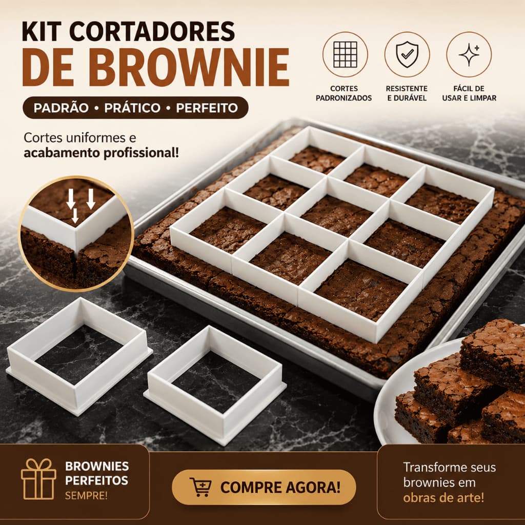 Kit Cortador de Brownie – 2, 3, 6 e 9 Cortes | Porcionador Profissional