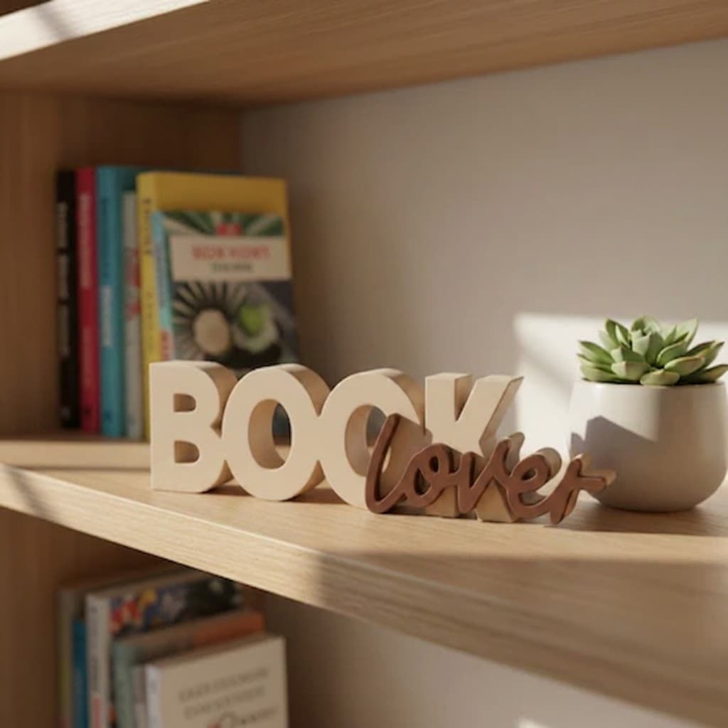 Letreiro Book Lover para bibliotecas e cantinhos de leitura decoração para estante de livros booklover enfeite de mesa