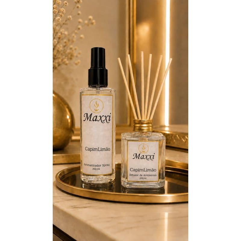 Kit Aromatizador de Ambientes + Difusor de Ambientes + 6 varetas CAPIM LIMÃO.