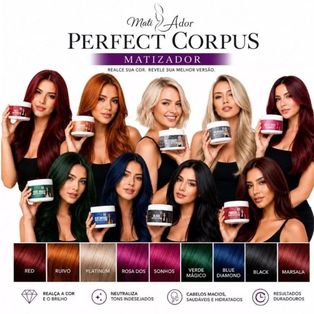 Máscara Matizadora Tonalizante Sem Amônia Perfect Corpus - Resultado100% Natural 300g