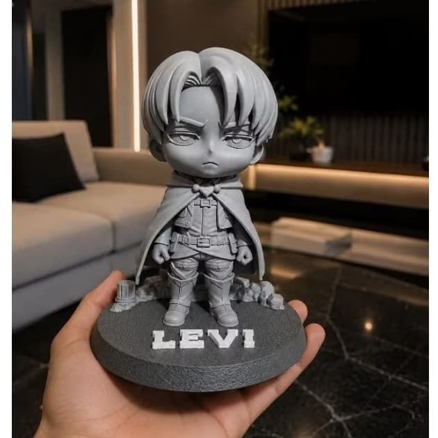 Action Figure Levi Ackerman Chibi– Attack on Titan Shingeki no Kyojin | Impressão 3D em PLA | 20 cm