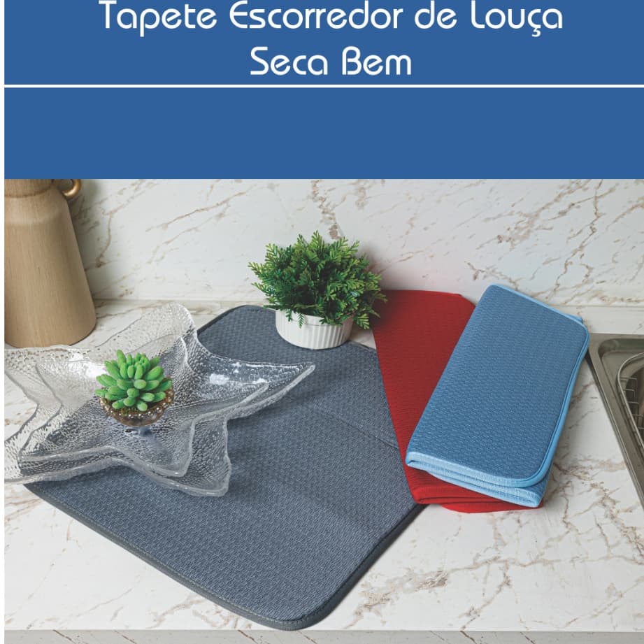 TAPETE ESCORREDOR DE LOUÇA - SECA BEM - EM MICROFIBRA - SUPER ABSORVENTE - 45x40 Cm