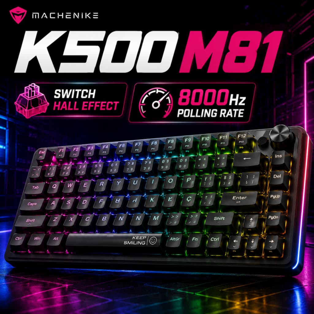 Teclado Gamer Machenike K500 M81 Magnético Hall Effect 8000Hz RGB ABNT2
