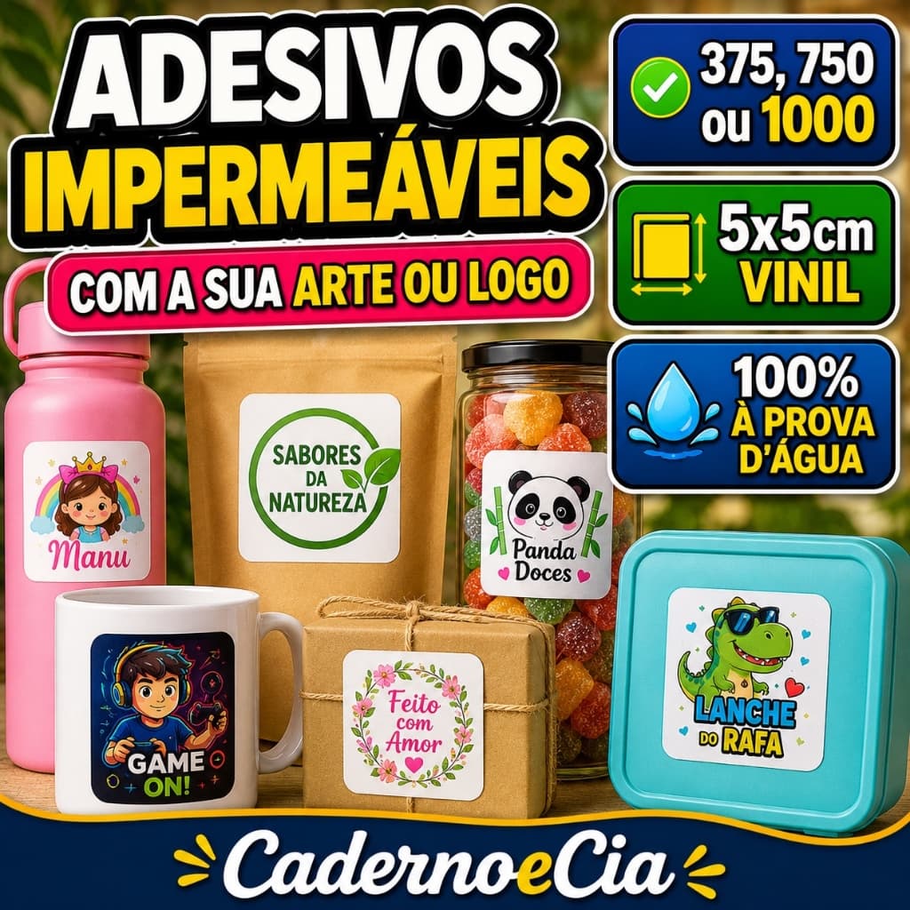 Kit Adesivos Impermeáveis 5x5cm | Alta Qualidade - ENVIO RÁPIDO