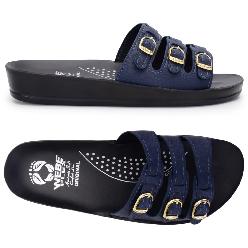 Chinelo Ortopédico WebeFlex Macio Leve Confortável Sandália Feminina Fivelas Ajustáveis Ideal Para Dores Fascite Plantar