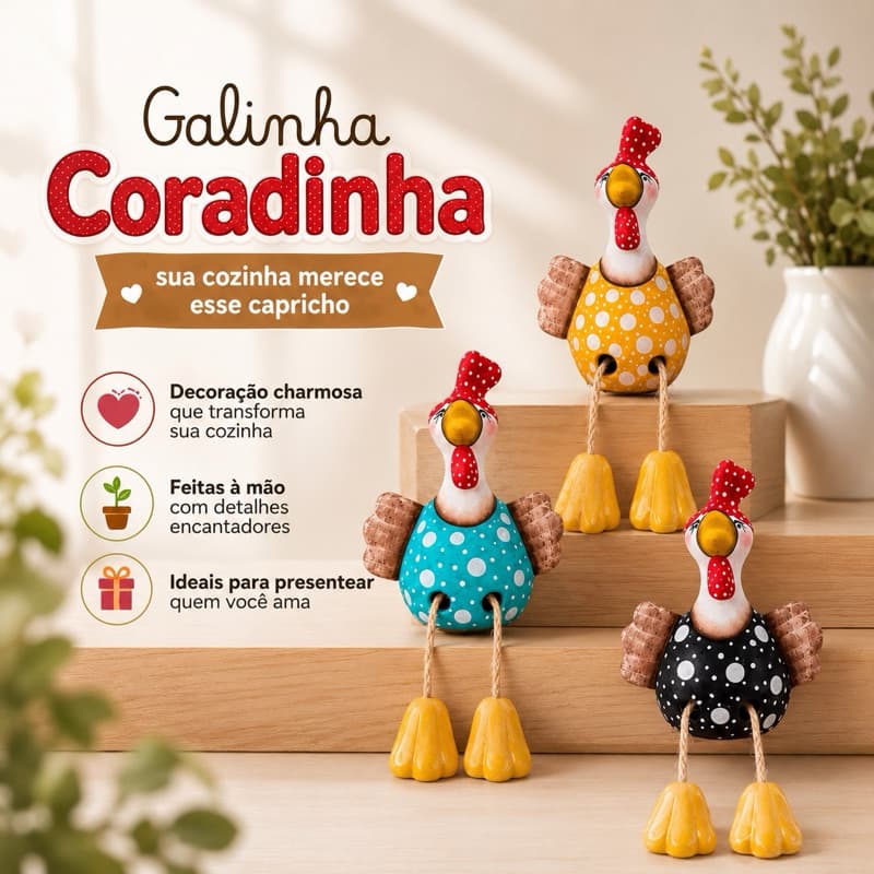 Galinha D Angola Cerâmica Decoração Cozinha Perna Articulada Enfeite Mesa Sala Pintada Mão Bolinha