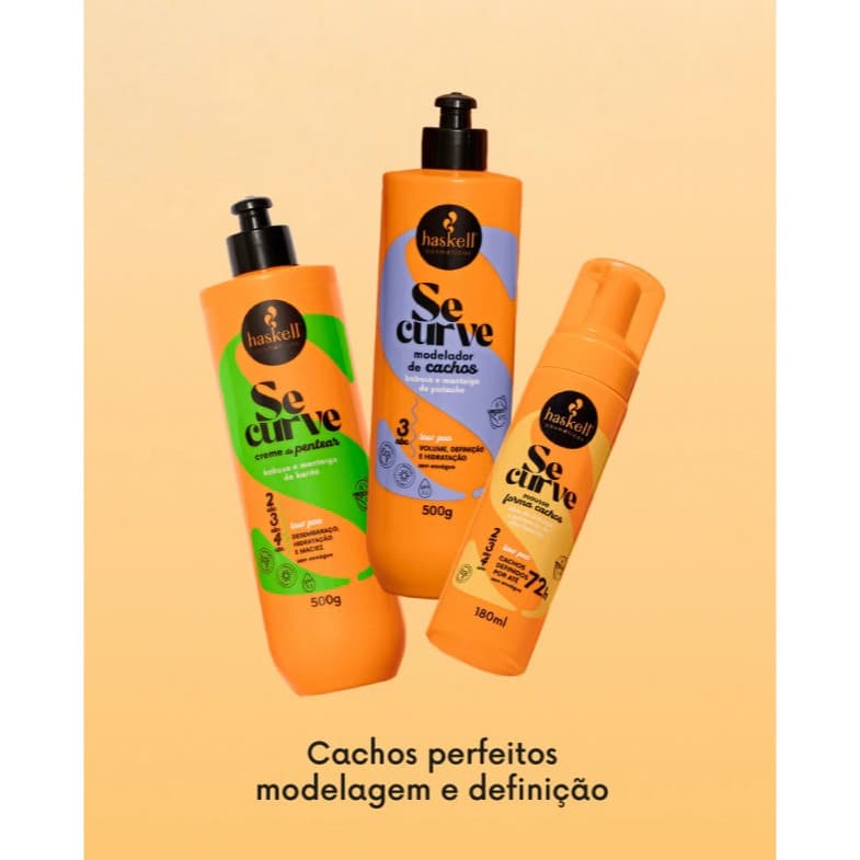 Kit Creme de Pentear, Modelador de Cachos e Mousse Se Curve (3ABC) Finalização Cachos