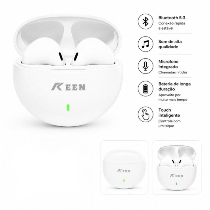 Fone de Ouvido Bluetooth Sem Fio  AU018 TWS com Microfone, Estojo de Recarga e Controle Touch Android iPhone