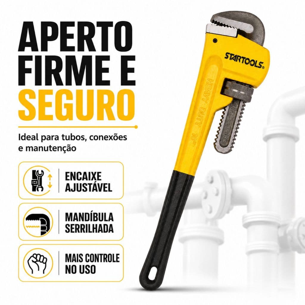 Chave Grifo Inglesa 18 Polegadas Profissional Para Tubulações Encanamento Tipo Americano