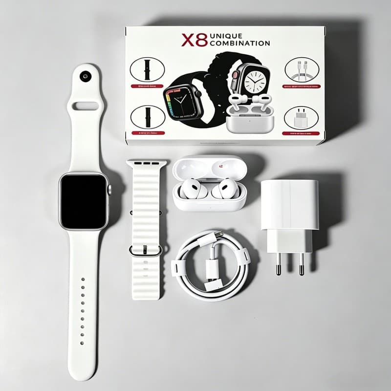 kit Smartwatch Relógio Inteligente 2026 Novo X8 2.2 Polegadas Para iOS Android Completo 6 Em 1 i13 TWS/Carregador