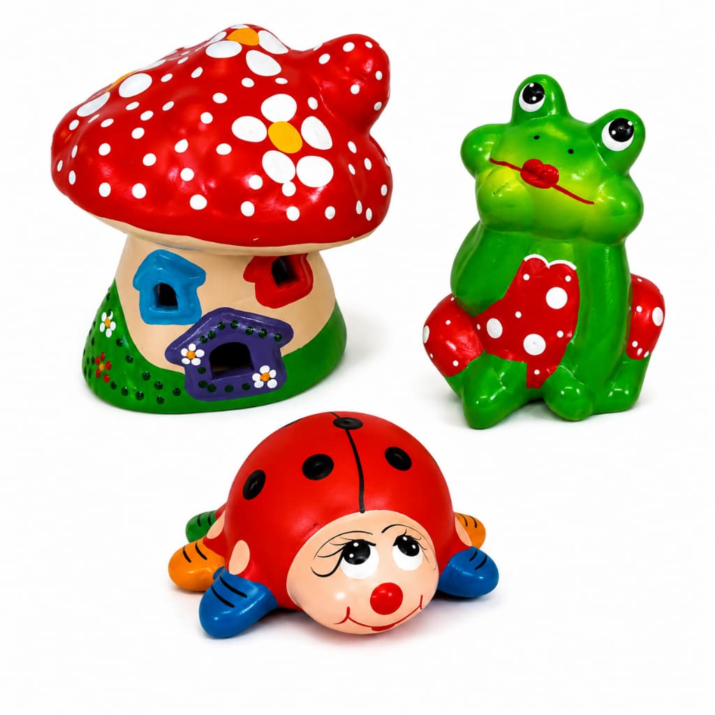 kit com sapo lelé cogumelo toca joaninha enfeite decorativo de jardim ou vaso