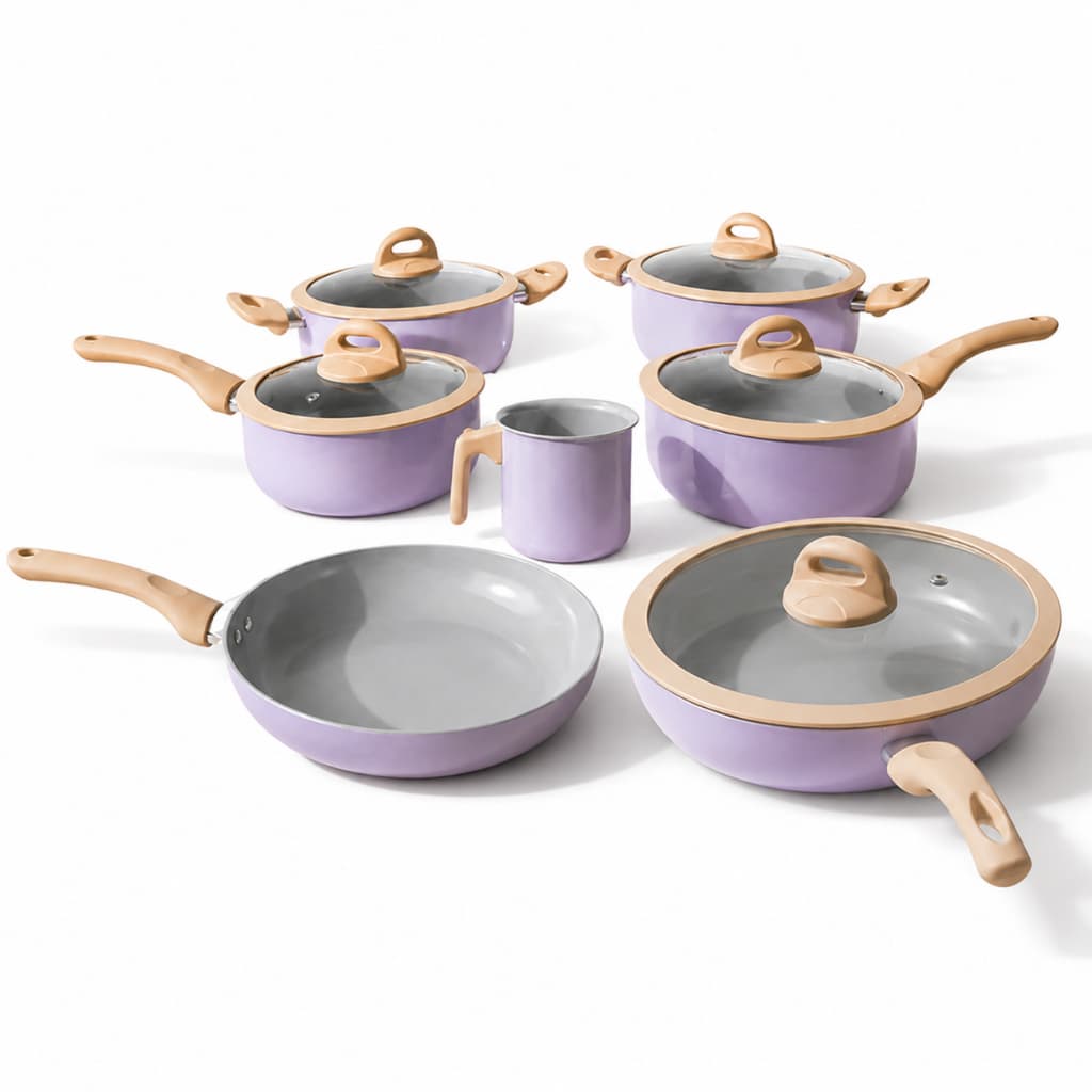 Jogo de Panelas 6 Peças + Frigideira Wok 28cm Cerâmica Baesh