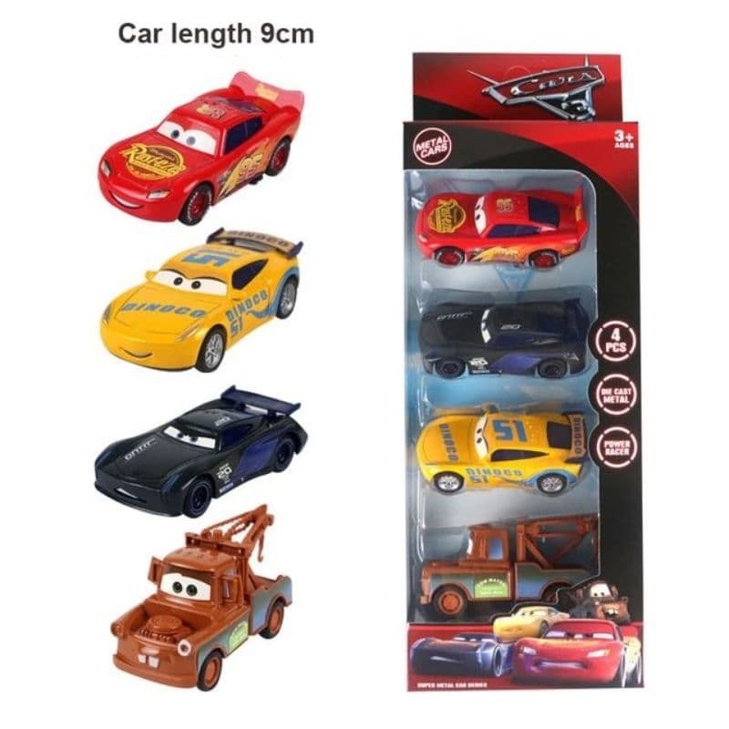 Kit 4 Carrinhos Metal Cars De Fricção Mcqueen, Matter Relâmpago Mcqueen Storm