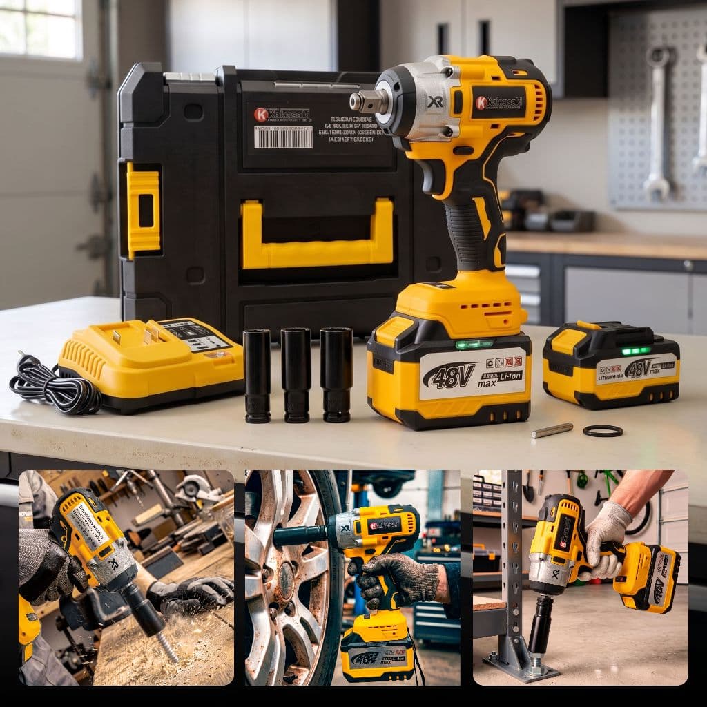 Kit Chave De Impacto 3 em 1 48v Brushless 1/2pol Profissional Com Peças