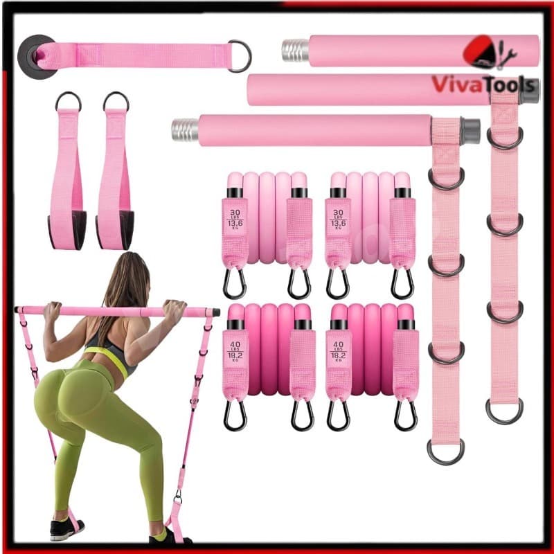 Novo Conjunto de Barra de Pilates Ajustável – Barra de 3 Seções para Agachamentos, Yoga e Treino Fitness (Unissex)
