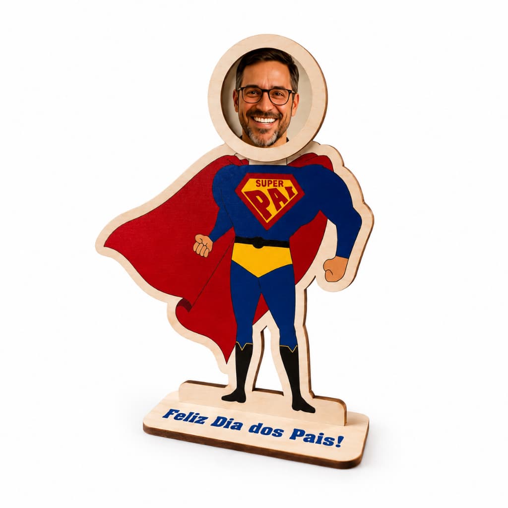Kit Porta Retrato Dia dos Pais Super Herói em MDF Lembrancinha Personalizada