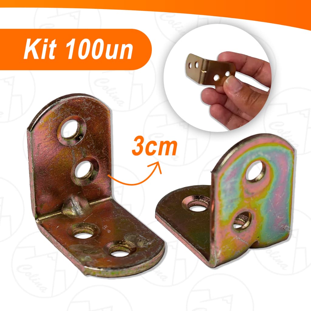Kit 25 a 100 Cantoneiras Bicromatizada Em L Para Moveis -3x3 Importadora Util