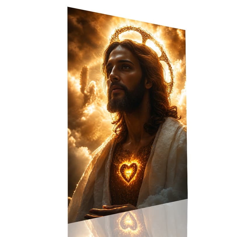 Quadro Decorativo Sagrado Coração de Jesus Luz Divina e Fé