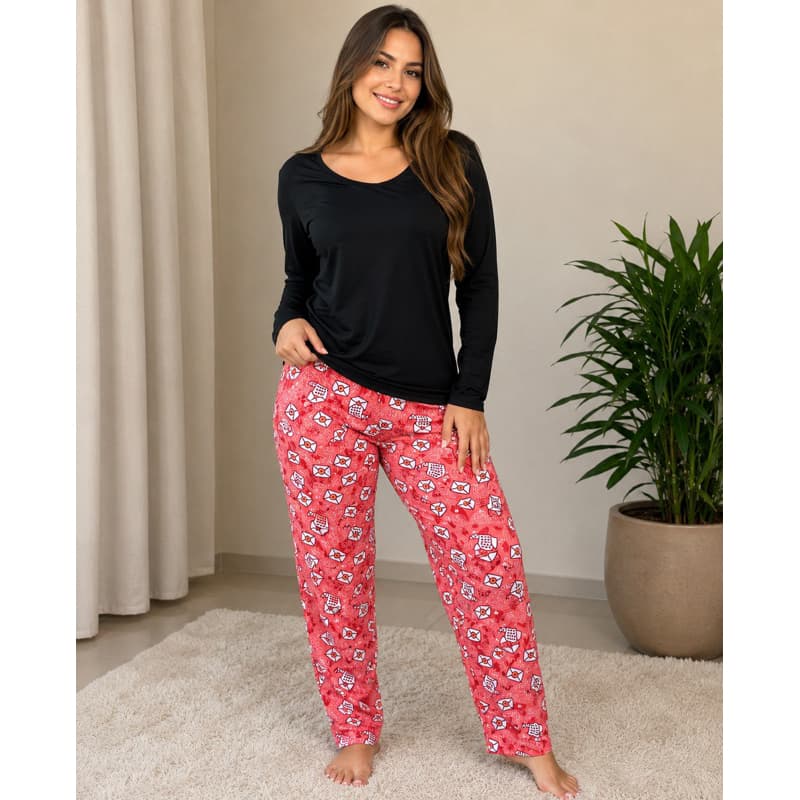 Kit 2 Pijamas Longo Meia Estação Feminino Sortidos