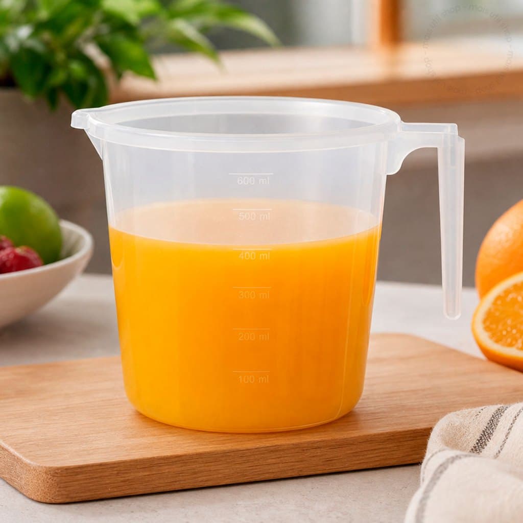 Jarra Medidora Transparente Multiuso Com Alça Graduada Dosador Suco Líquidos Cozinhas Receitas 600ml
