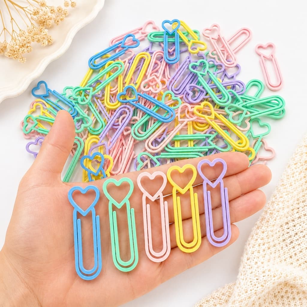 Kit Clips de Papel Colorido Coração | 20/50 e 100 unidades