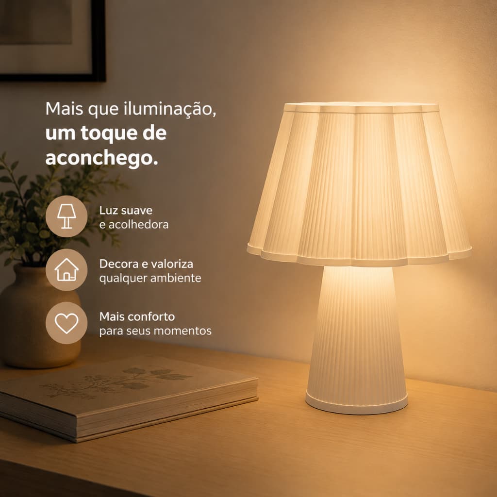 Abajur de Mesa Elegante Decorativo para Quarto Sala Cabeceira Escritório