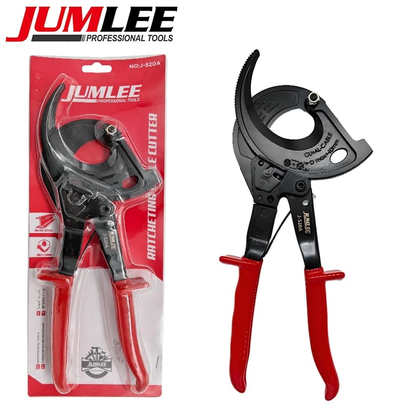 Cortador de Cabo Catraca JUMLEE J-520A Corte até 40mm Cabo Cobre Alumínio Alça Antiderrapante ferramenta eletricista