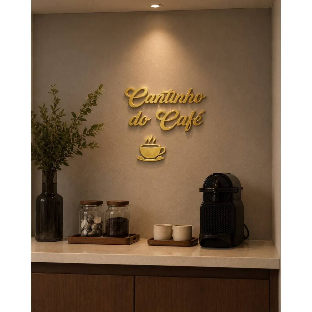 Letreiro Cantinho do Café em Impressão 3D | Decoração Elegante para Espaço do Café