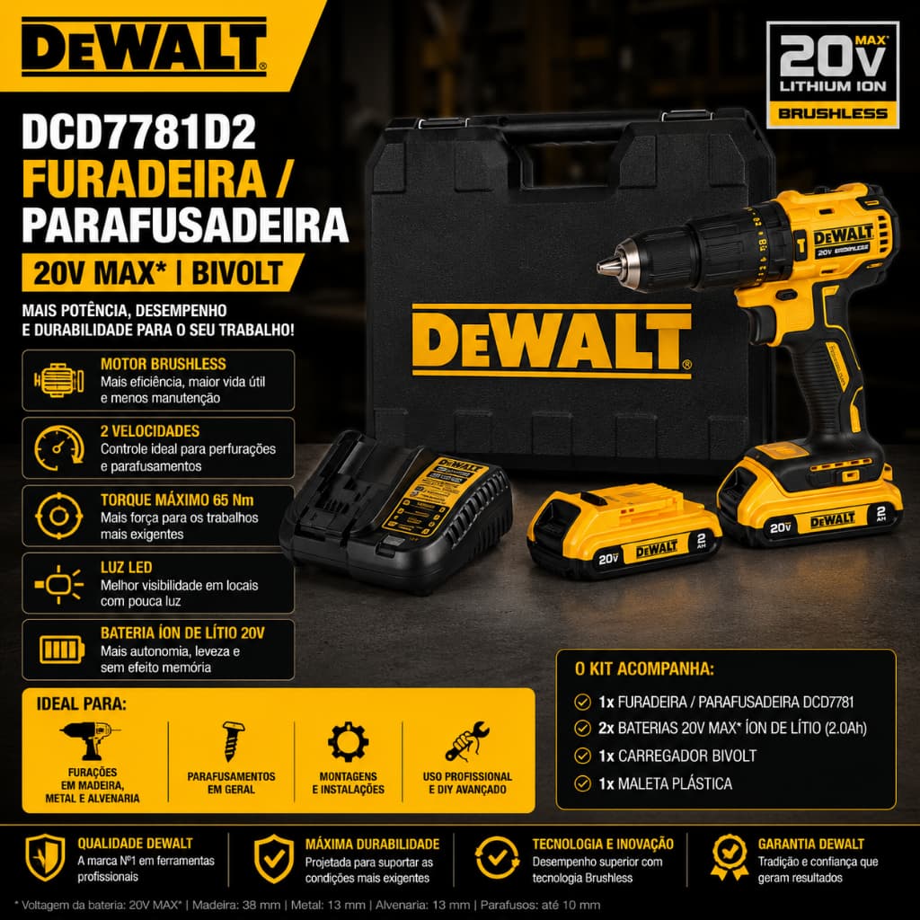 Dewalt Dcd7781d2  Furadeira / Parafusadeira 20 V Bivolt