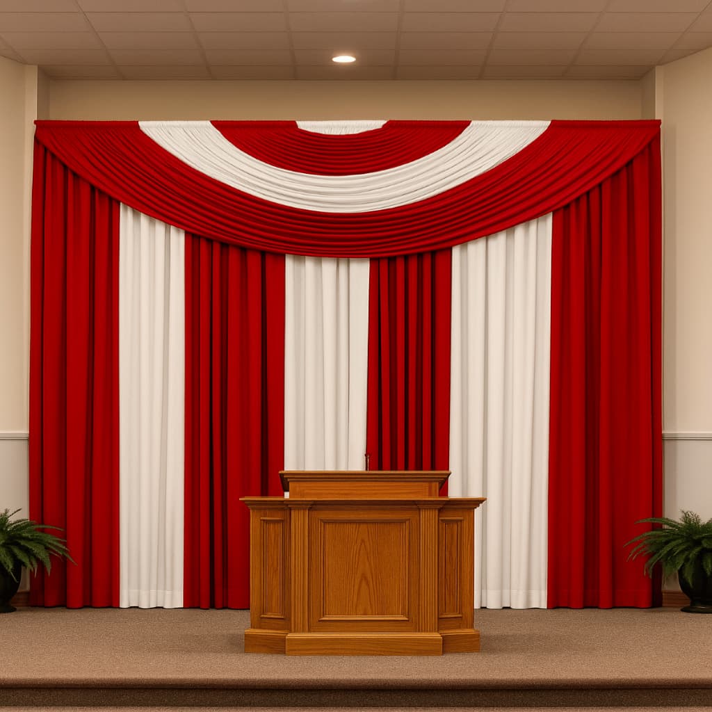 Cortina Grande Para Eventos Igrejas Sala 6 Mts 6 00 X 2 80 para Varão Simples Decoração Já Franzidos